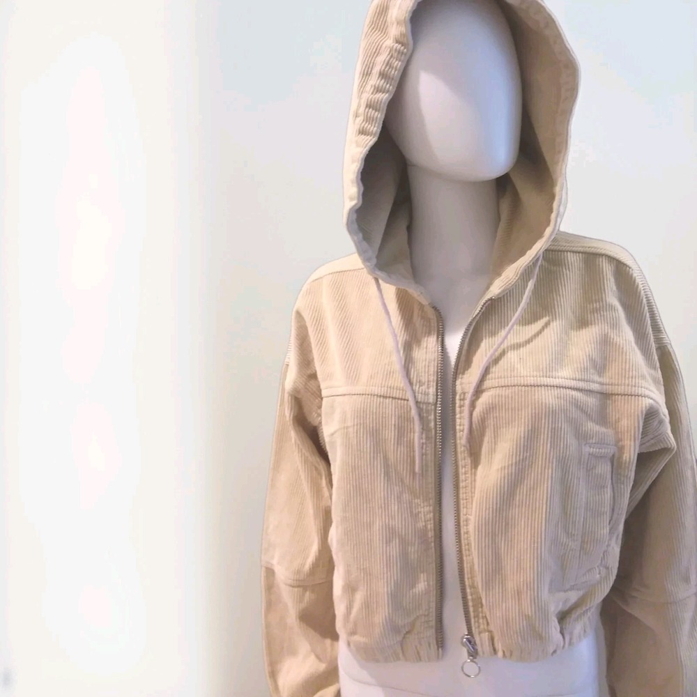 BDG Urban Outfitters Corduroy Jacket Size M Relaxed Hooded  Beige Y2K 90s Retro